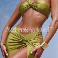 U2ZG BIKINI Russia 2025 BIKINI 3-Piece Set European American Big Brand Visual Swimsuit with Pleated 