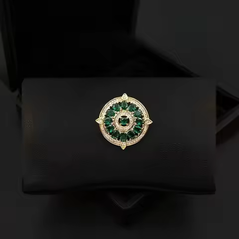 Green Small Brooch Lapel Pin Unique Design Unisex Suit Accessory Anti-Slip Collar Fixing Decorative 