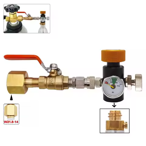 Co2 Cylinder Refill Adapter Adaptor for Sodastream Soda Stream Filling Station W/ Ball Valve,W21.8-1