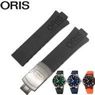 สายนาฬิกายางซิลิโคนสีดำ24*11มม. ใหม่สำหรับ Oris AQUIS สายนาฬิกาสายรัดข้อมือกันน้ำพร้อมตะขอพับ