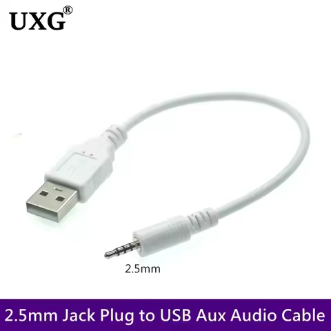 Support Car MP3 2.5mm Male Jack Plug To USB 2.0 A Male Aux Audio Data Cord Spy Watch Interface Bluet