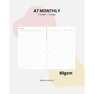A7 Monthly planner insert binder