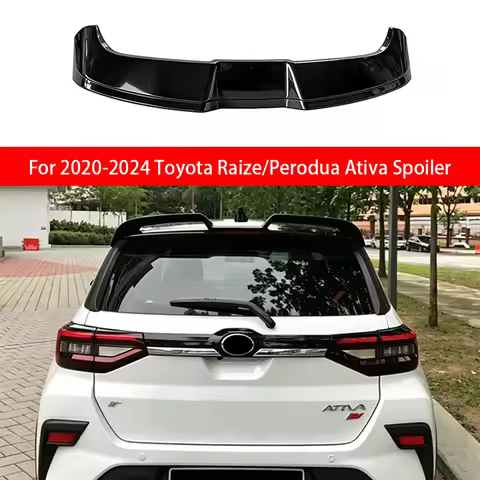 For 2020-2024 Toyota Raize/Perodua Ativa Car Rear Roof Wing Spoiler Glossy Black Body Kit ABS Plasti
