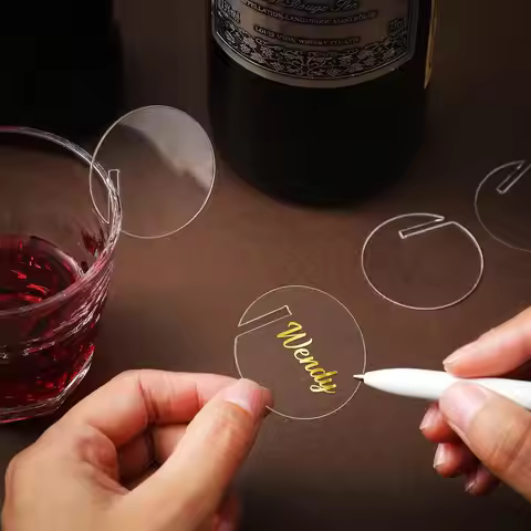 30pcs Beverage labels Acrylic Rotundity DIY Wedding Birthday party Wine glass Cocktail glass Edge ca