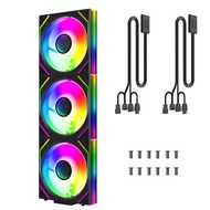 UNI FAN JM-V2 120 Infinity Mirror Module Daisy-Chain ARGB PWM Case Fan 120mm Triple Pack Suitable fo