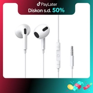 Baseus H17 Headset Kabel Handsfree Encok Jack 3.5mm Wired Earphone with Mic Half in Ear