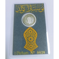 1 dirham, capal Perak silver 999 card certificate