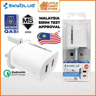 Skyblue SIRIM Dual USB Phone Charger Fast Charging AUTO-ID 2 USB Output UK Plug For Phone & Tablet