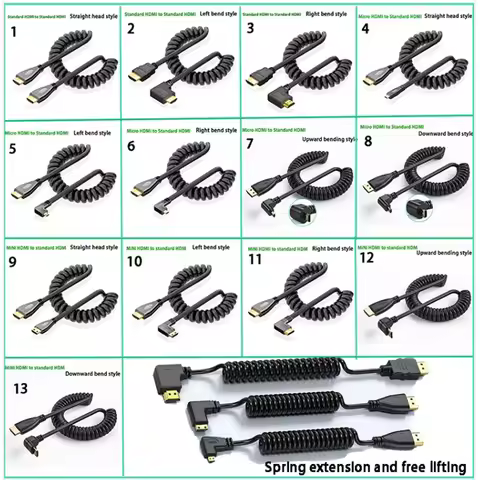 1PCS HDMI HD cable elbow mini HDMI to standard HDMI connection cable Micro HDMI SLR camera monitor e