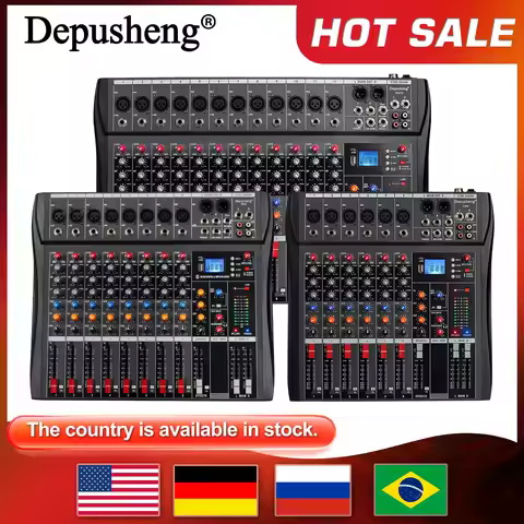 Audio Mixer 6/8/12 Channels Professional DJ mixer LR microphone/line input, AUX,FX processor MP3, he