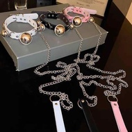 Bell Collar Female Traction Rope Necklace Chain Sexy Collar s Collar m Necklace Black Collar x Malic