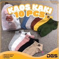 DGS 10Pcs Socks Bear PatternPOLOS Socks Pouch MIx Color Socks/ FREE POUCH