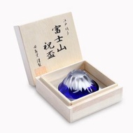 55cc (藍色)【日本田島硝子】富士山祝盃 清酒杯手工雕刻