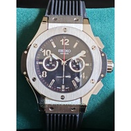 CUSTOM MOD SEIKO VK63 CHRONOGRAPH MOVEMENT 43MM BLACK GENEVE STEEL CASE SAPPHIRE WATCH