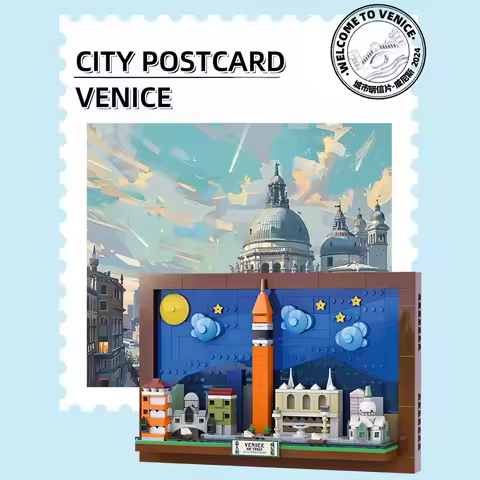 580PCS Venice City Postcard Building Blocks Hanging Mural Toys Children's Assembly Building Blocks A