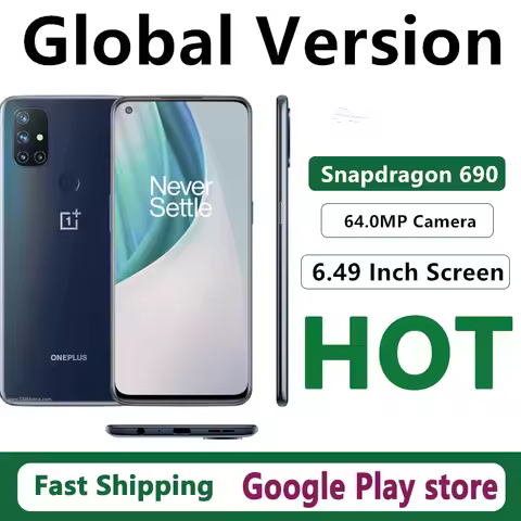 Global Version Oneplus Nord N10 Mobile Phone 6.49" LCD 90HZ 64.0MP Camera 6GB RAM 128GB ROM Snapdrag