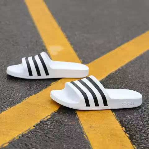 2026 Adidas Unisex Slide Sandals EVA Cloudfoam Soft Comfort Shower Beach Slides Black White Slippers