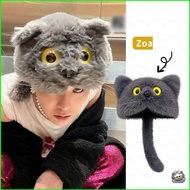 SQ1 G-DRAGON Cat Hat ZO&FRIENDS ZOA Plush Hoodie for Children Warmth and Versatile Cat Hat QS1