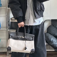 Hermes Hac birkin40 bk40 烏木色 帆布拼皮 40*22*26 98新配件鑰匙*2 鎖 塵袋 盒子