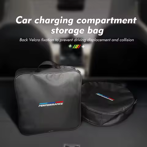 Large Capacity Car Charge Cable Storage Case Travel Storage Box For BMW 1 3 5 Series X1 X3 X4 X5 X7 