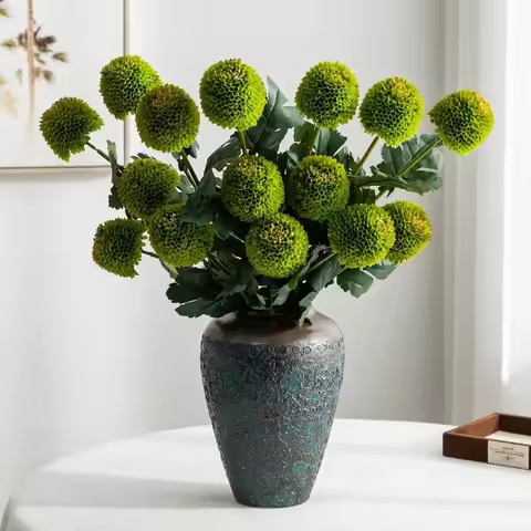 8pcs Artificial September Chrysanthemum High Quality Silk Fake Flowers Living Room Decor White Onion