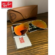 LIUQI [Original] Rayban Aviator Sunglasses Men Women Orange Flash Gold Frame RB3026 112/69 62mm