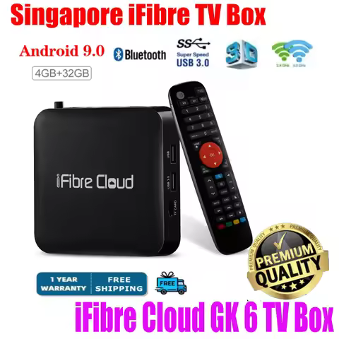 [Genuine]singapore tv box 2024 starhub ifibre cloud GK6 4G 32G Android Amlogic BT5 Dual WiFi6 voice 
