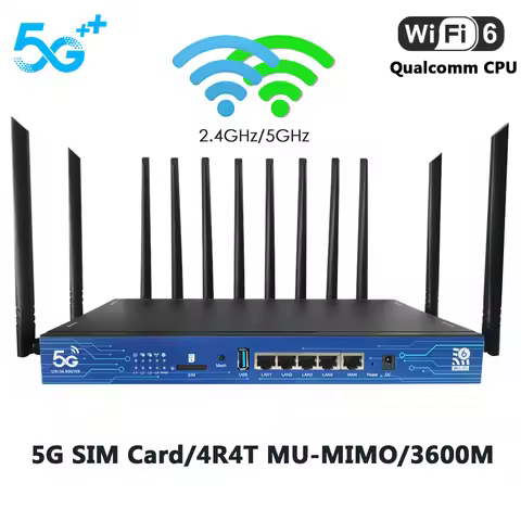 SIM Card 5G Router WIFI6 3600Mbps Qualcomm CPU Mesh Repeater 1GB DDR4 USB3.0 Openwrt 5Ghz 4T4R MU-MI