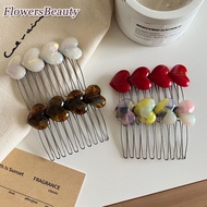 French Fringe Hair Comb with Heart Design - Princess Hair Styling Comb, Side Hairpin, Barrettes