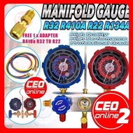 CEO 2 🇲🇾 [ FREE ADAPTER ] Manifold Gauge R32 R410a R22 R134a GAS METER Set Air Cond Refrigerant Air 