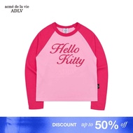 [ADLV X Hello Kitty] Lettering Raglan Long Sleeve T-Shirt Pink - Women's Semi-Tight Fit T-Shirt acme