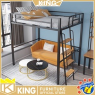 ♚(KING) Loft Bed Iron Elevated Bed Duplex Second Floor Bed