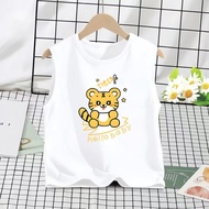Cartoon Tiger Print Kids Basic Tee Daily Wear Costume For Children School Outdoor