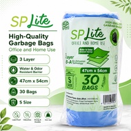 SP LITE Garbage Bag Roll (30pcs) | 47cm x 54cm | Rubbish Bag 3 Layer | Leak-Proof Trash Bag | Plasti
