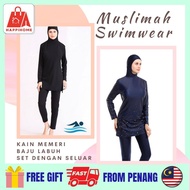 Baju Renang Labuh Black Spandex Muslimah Women Swimwear Swimsuit Borong Full Tudung Ladies Swimming Suit Burkini Badpak Plus Size