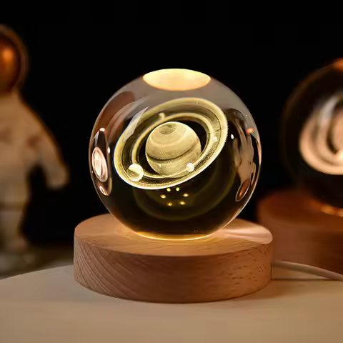 3D Crystal Ball Lamp with Galaxy and Planetary Projections USB Night Light for Cozy Atmosphere Plasm