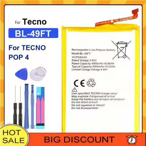 High Capacity Battery BL-49HT BL-49JT BL-49GT BL-49FT 5000mah for Tecno Spark 8 pro 6 Camon (16 17 1