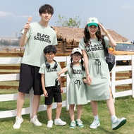 Fashion Green  Family Dress Men Shirt Boy tshirt Women Girl Dress Mini Dress Family Mathing Outfits T-shirt Family Set Tees Plus Size