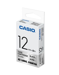 CASIO標籤機色帶/ 銀底黑字/ 12mm/ XR-12SR1