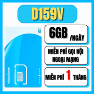 SIÊU SIM DATA 5G VINAPHONE D159V - 6GB/NGÀY + MIỄN PHÍ GỌI ĐIỆN NHẮN TIN - PHÍ 159K/THÁNG - SIM MIỄN