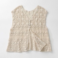 VEST RAJUT RETRO V-NECK ROMPI WANITA