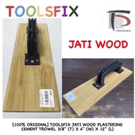 [100% ORIGINAL] TOOLSFIX JATI WOOD PLASTERING CEMENT TROWEL 3/8" (T) X 4" (W) X 12" (L)
