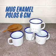 Mug Cangkir Enamel Polos 6 cm / Gelas Mug Enamel Mini/ Gelas Teh Kopi Jadul/ Mug Jadul Vintage / Sou