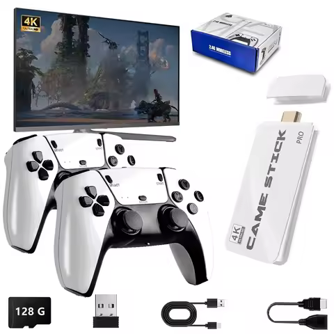 M15 4K Game Stick Mini Retro Video Game Console Dual Wireless Gamepads 2 Player Home TV Plug and Pla