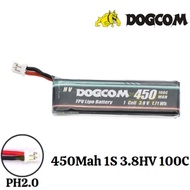 Dogcom 3.8HV 450mAh 100C 1S Lipo Battery With PH2.0 Plug DCM450/100-1S