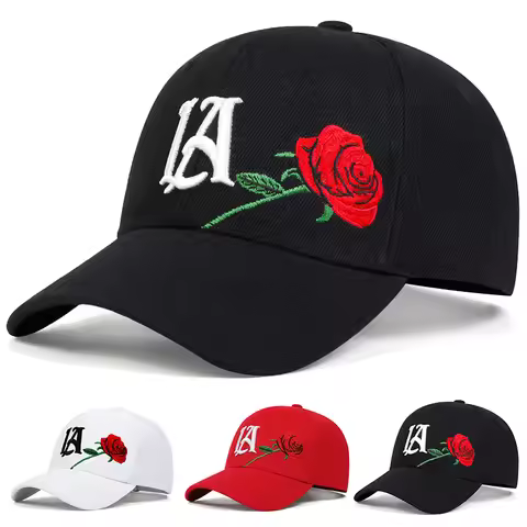 Unisex LA Rose Embroidery Baseball Caps Spring and Autumn Outdoor Adjustable Casual Hats Sunscreen H