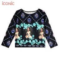 iCONiC BLACK QUEEN XIV TOP #2832 เสื้อผญ ผ้ายืด สีดำ เนื้อหนานุ่ม พิมพ์ลาย ขนาด อก30-38" ยาว21" แขนยาว16.5" เสื้อยืดแฟชั่น Oversize เสื้อทำงาน เสื้อออกงาน