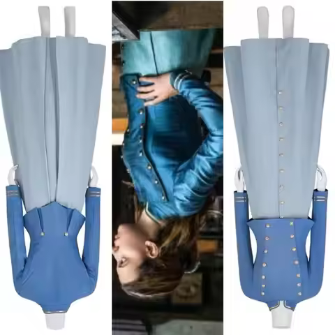Enola Holmes Cosplay Costume Blue Double Breasted Victorian Women Vintage Long Sleeve Military Jacke