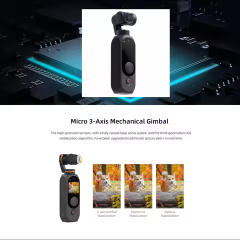 Handheld Gimbal For FIMI PALM 2 Pro Micro 3-axis 1/2 Inch Sensor 4K 30fps 160 Minute Mechanical Stab