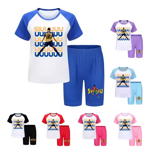 NEW CR7 Football Jersey No.7 TShirts+pants Set Pajamas Boys Girls Costume Kids Football Ronaldo CR7 
